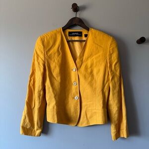 LINDA ALLARD X ELLEN TRACY MARIGOLD YELLOW LINEN BLAZER SIZE 6